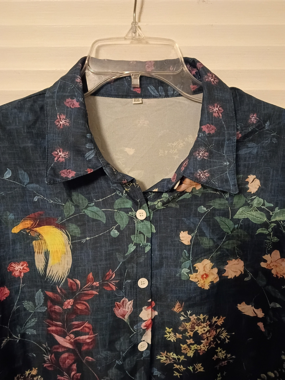 Women's Floral Button-Down Shirt in Dark Navy - Picture 4 of 6